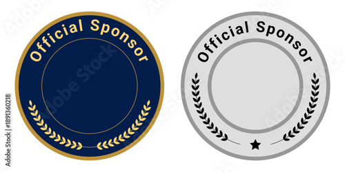 Official sponsor badge design with laurel wreath in blue and gold and a monochrome version