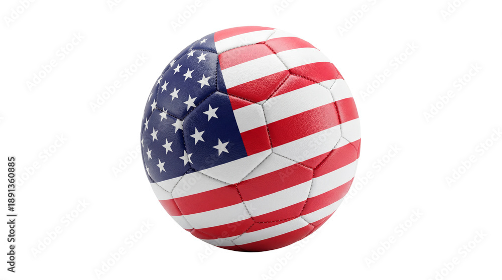 Fototapeta premium A soccer ball with the American flag design. A symbol of sportsmanship, patriotism, and national pride.