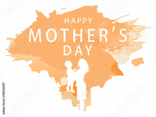 A watercolor illustration celebrating mother s day with a silhouette of a mother and child