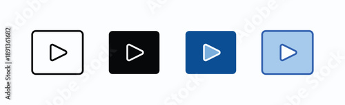 Video Play icon sheet multiple style collection isolated vector
