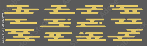 Set of traditional Japanese cloud motif elements in a minimalist, flat design