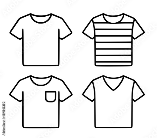 Short sleeve t-shirt outline icon, for coloring