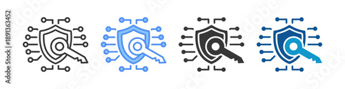 Encryption Key Icon Set Multiple Style Collection