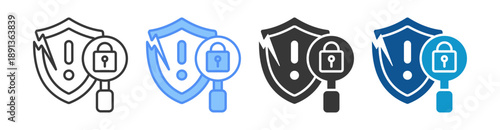 Security Breach Icon Set Multiple Style Collection