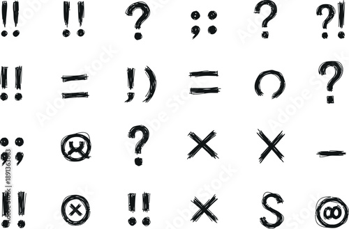 Punctuation marks and symbols with transparent background