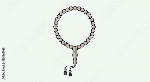 Simple Black Rosary Beads with Crucifix Pendant on White Background
