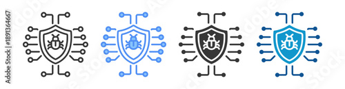 Cyber Threat Icon Set Multiple Style Collection