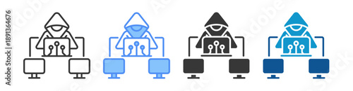 Cyber Attack Icon Set Multiple Style Collection