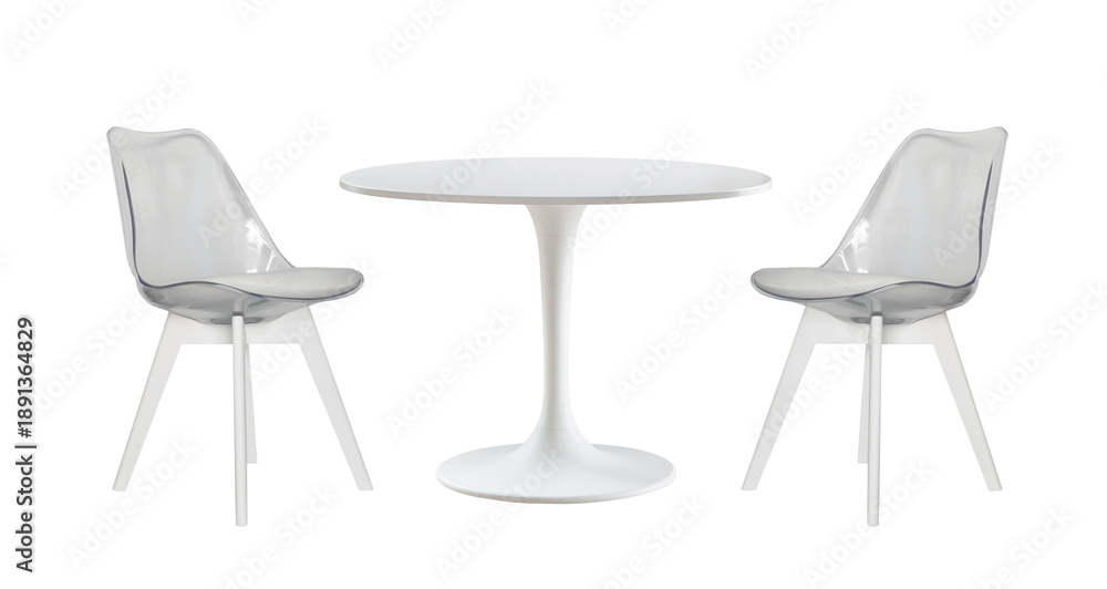 Fototapeta premium white table and chairs isolated on white background.