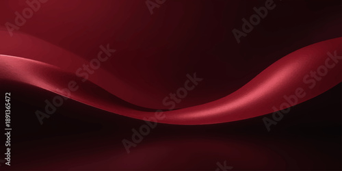 Red abstract background featuring smooth flowing waves of silk and satin fabric texture with soft motion curves and elegant red velvet light patterns for a modern wallpaper design