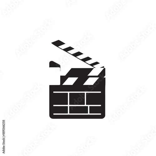 Black and White Cinema Clapperboard Flat Vector