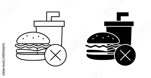 Fast Food Meal Restricted Line Icon