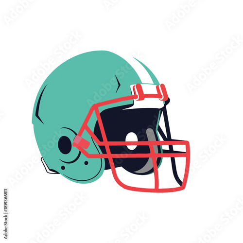 Teal Football Helmet with Red Face Mask
