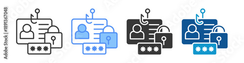 Identity Theft Icon Set Multiple Style Collection