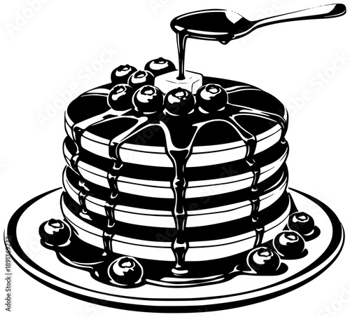 food illustration dessert silhouette breakfast logo sweet icon homemade outline snack delicious pancake meal pancakes tasty morning bakery fresh shape drawing vector graphic background