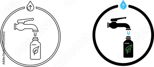 Refillable water station icon. Eco friendly bottle filling concept for sustainable packaging