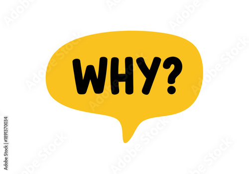 Why question mark in speech bubble illustration vector graphic on white background