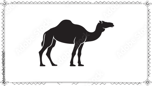 Arab Camel Silhouette Vector in Minimal Black Style