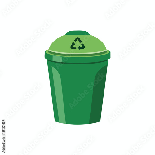 Green Recycling Bin with Symbol