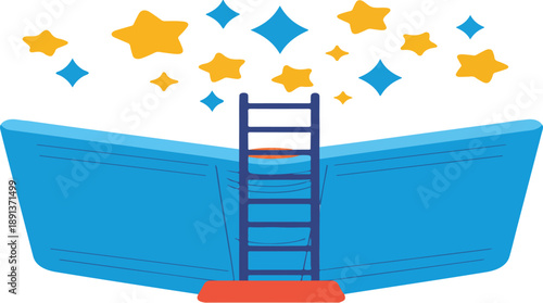 Magic Book and Ladder to the Stars – Inspirational Concept Illustration