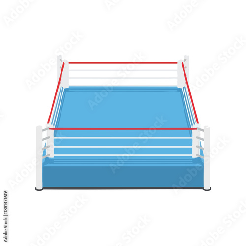 Empty Boxing Ring with Blue Canvas and White Ropes