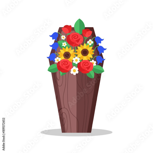 Funeral Coffin With Floral Arrangement