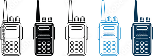 Walkie Talkie Vector Icon Set  Handheld Two-Way Radios in Multiple Colors