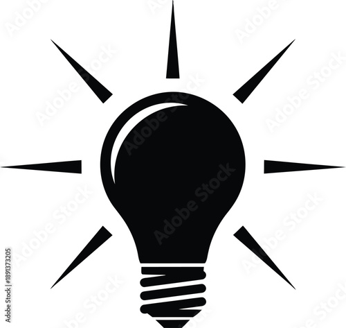 A conceptual illustration of a lightbulb with radiating light, symbolizing ideas and innovation