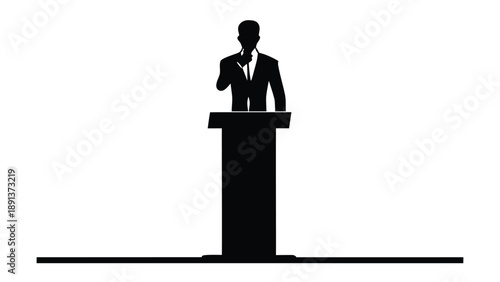 Businessman giving a keynote speech in a conference setting with a podium