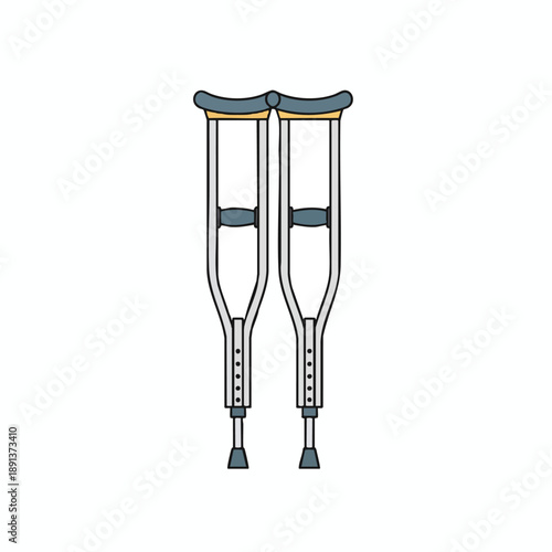 Pair of Medical Forearm Crutches for Mobility Support Isolated on White