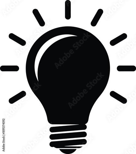 Symbolic light bulb glowing brightly, representing a brilliant idea, creative thought, innovation, and bright inspiration