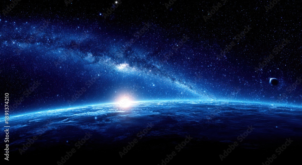 Fototapeta premium Cosmic view of Earth's sunrise