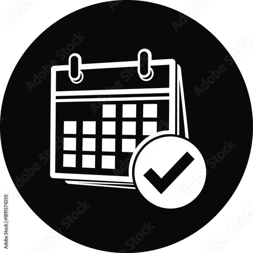 Calendar with checkmark icon signifying a completed task or scheduled event
