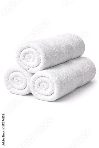 Wallpaper Mural Rolled White Cotton Towels Isolated on White Background Torontodigital.ca