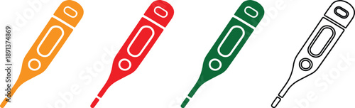 Set of colorful thermometer icons in different colors