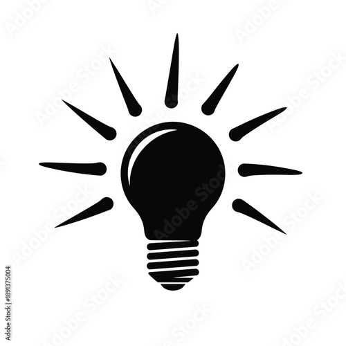 A glowing light bulb with radiating beams, symbolizing innovation and bright ideas in a graphic illustration