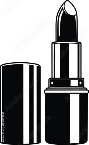 Bold Black Lipstick in a Sleek Metallic Case, a Symbol of Glamour and Style