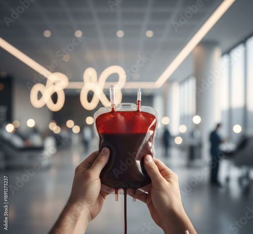 First-Person Perspective of Hopeful Blood Donation in Modern Hospital