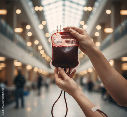 First-Person Perspective of Hopeful Blood Donation in Modern Hospital