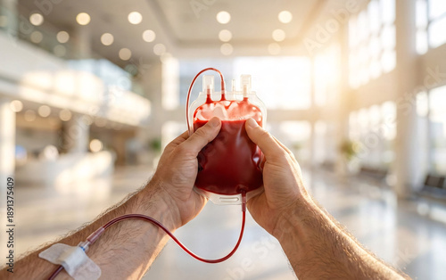 First-Person Perspective of Hopeful Blood Donation in Modern Hospital