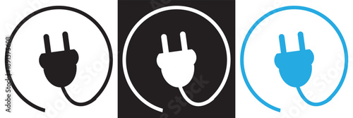 Eco energy leaf and plug icon set Minimal vector icons showing   symbols representing renewable energy, sustainability, and eco friendly power concepts.
EPS10/AI.