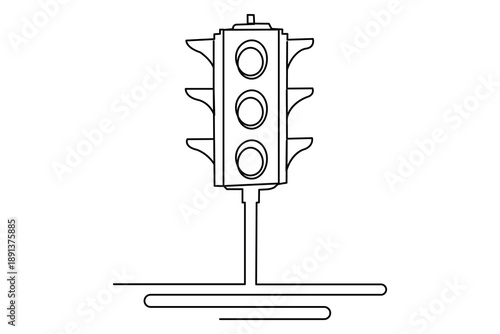 Continuous line drawing of a traffic signal for road safety concept