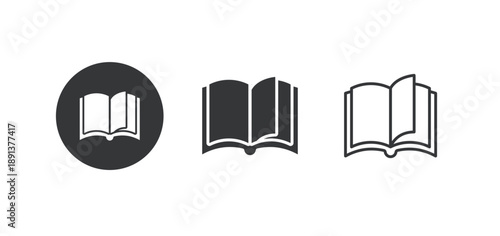 Book icon. Multi series icon. Perfect pixel isolated on white background. Vector illustration