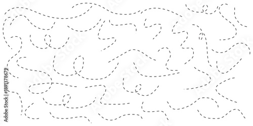 Curved dotted line set. Rise and fall change plan. Whimsical hand-drawn direction lines set on white Background.