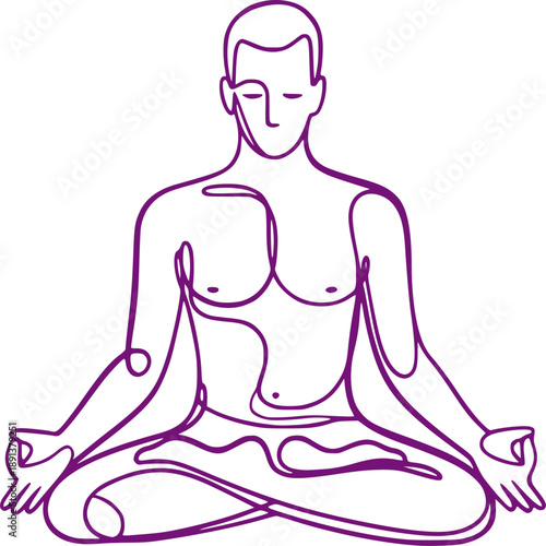 Meditation man lineal art conceptual draw