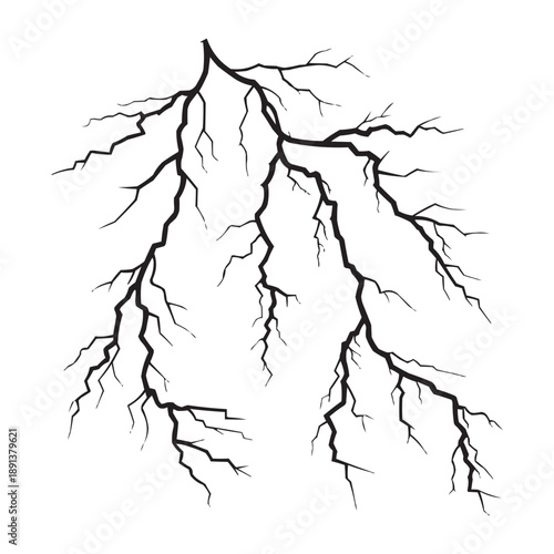 Cracked Lightning Branch Vector Set – Electric Thunder Fracture Effects
