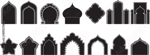 Arabic arch frames collection of silhouettes for islamic design and creative ramadan kareem decoration elements
