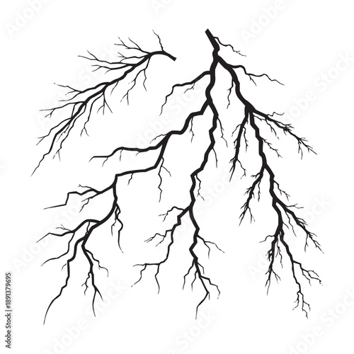 Cracked Lightning Branch Vector Set – Electric Thunder Fracture Effects