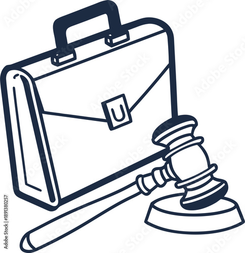 briefcase with gavel icon outline vector icon