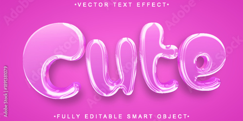  Cute Adorable Kawaii Typography Vector Fully Editable Smart Object Text Effect